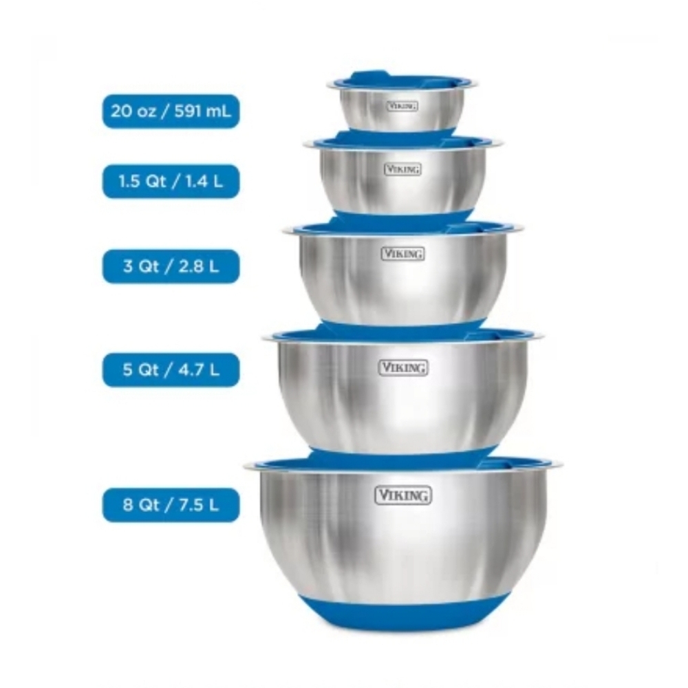 Vikings 10 pcs stainless steel mixing ,prep &serving bowls